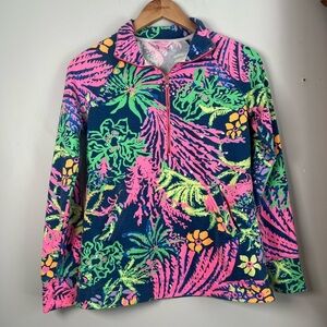 Lilly Pulitzer Women's Size XS Indigo All A Glow Skipper Popover Half Zip Top